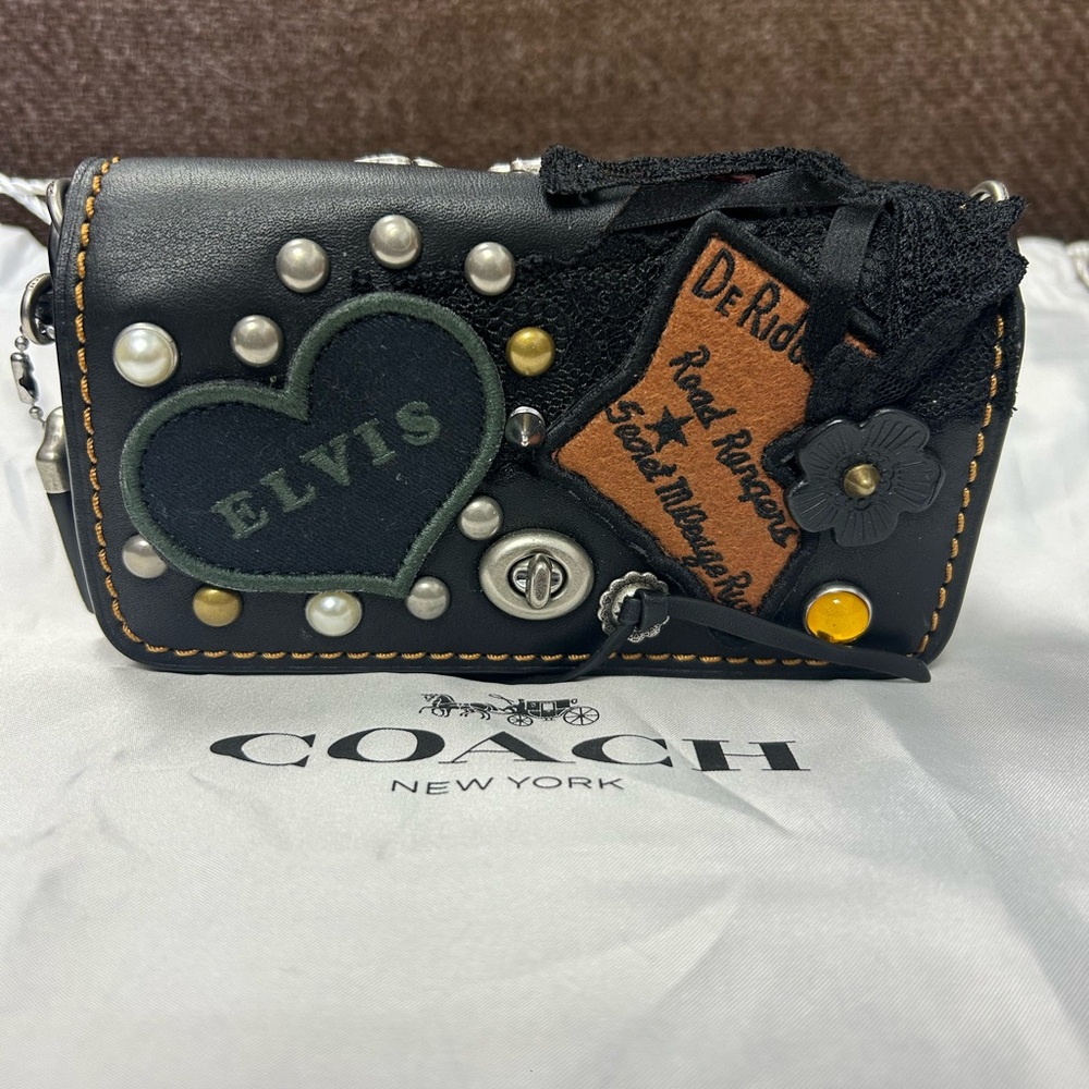 Coach Black and Silver Embellished Crossbody Bag